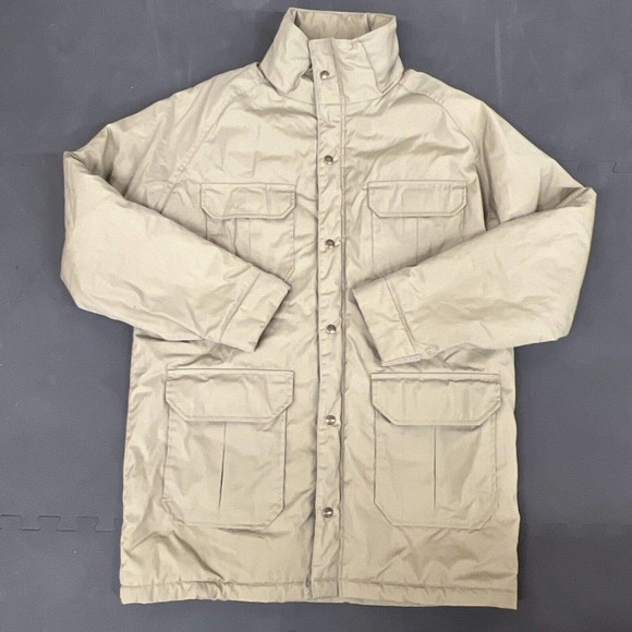 Vintage Woolrich Jacket Mens Large Long Beige Puffer Lined Parka Made in USA FS - Picture 5 of 10